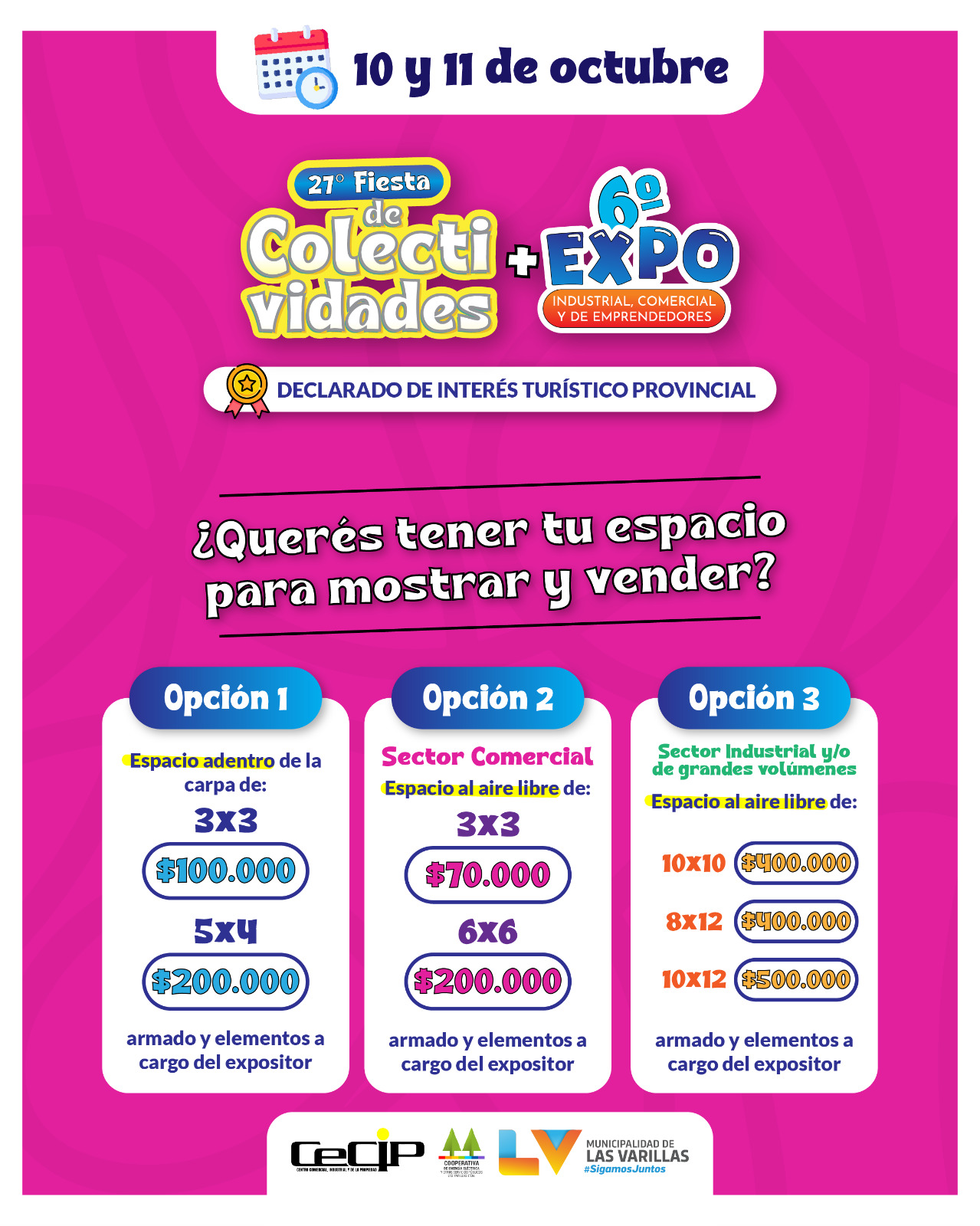 Opciones de espacios para expositores